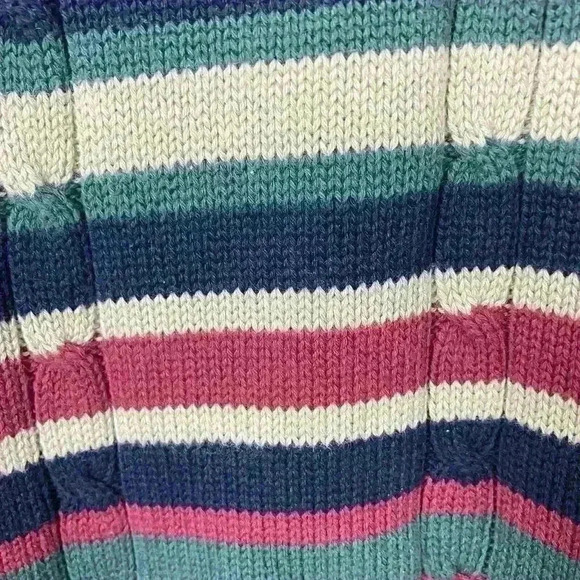 Vintage 90s Cotton Traders Men’s Sweater Sz XL Stripped Navy Maroon Forest Green - Picture 3 of 7